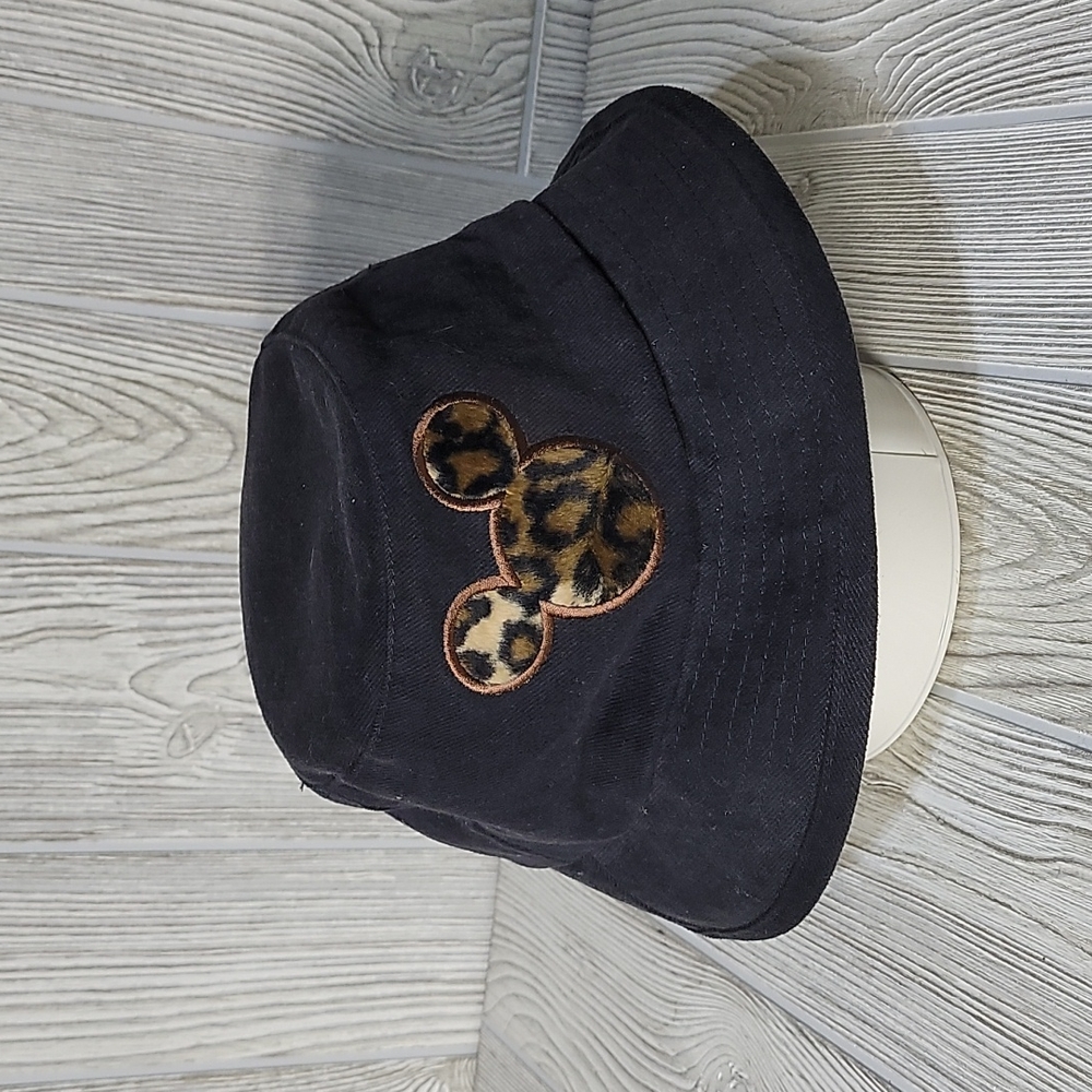 Walt Disney World Animal Print Mickey Head Bucket Hat, Black